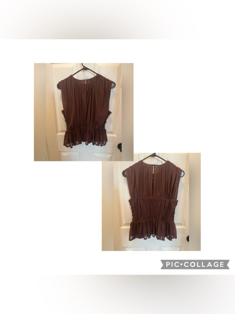 NWT Express Women’s Peplum Top with Sheer Overlay - Sz Medium
